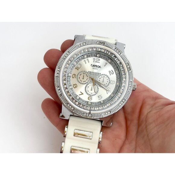 Carbon Elements Silicone Chronograph Vintage Unisex Wristwatch - 56mm - WORKS! - Picture 9 of 11